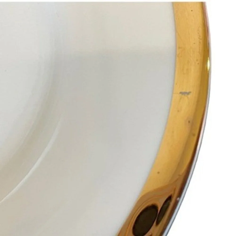 Pier 1 Gold Rim Porcelain Dessert Plates Set‎ 2 White Appetizer 6